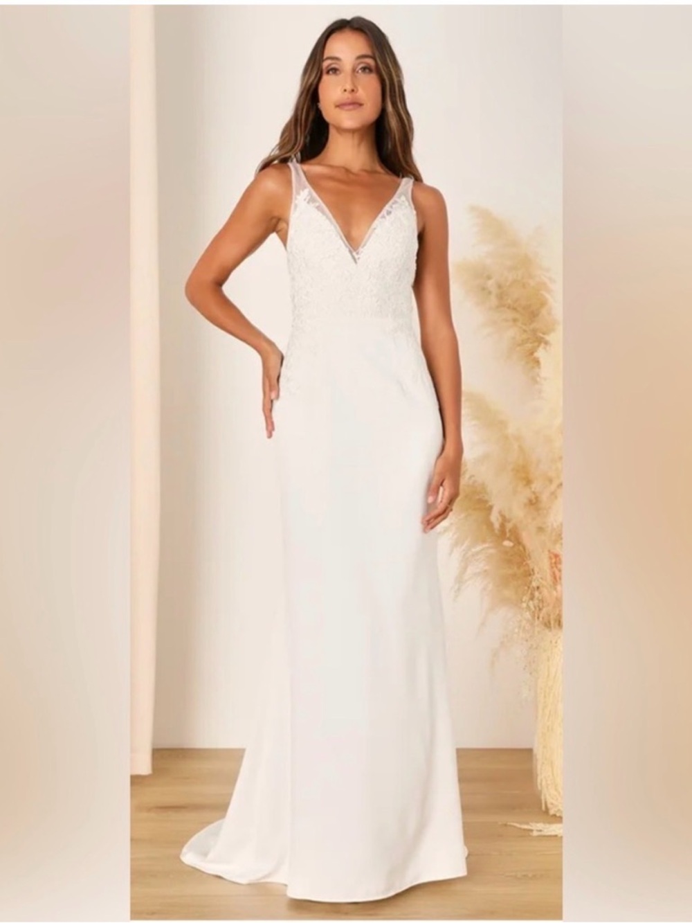 Lulu's White Lace Bridal Dress